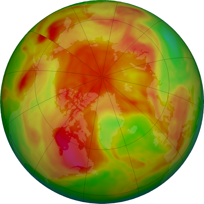 Arctic ozone map for 22 April 2024